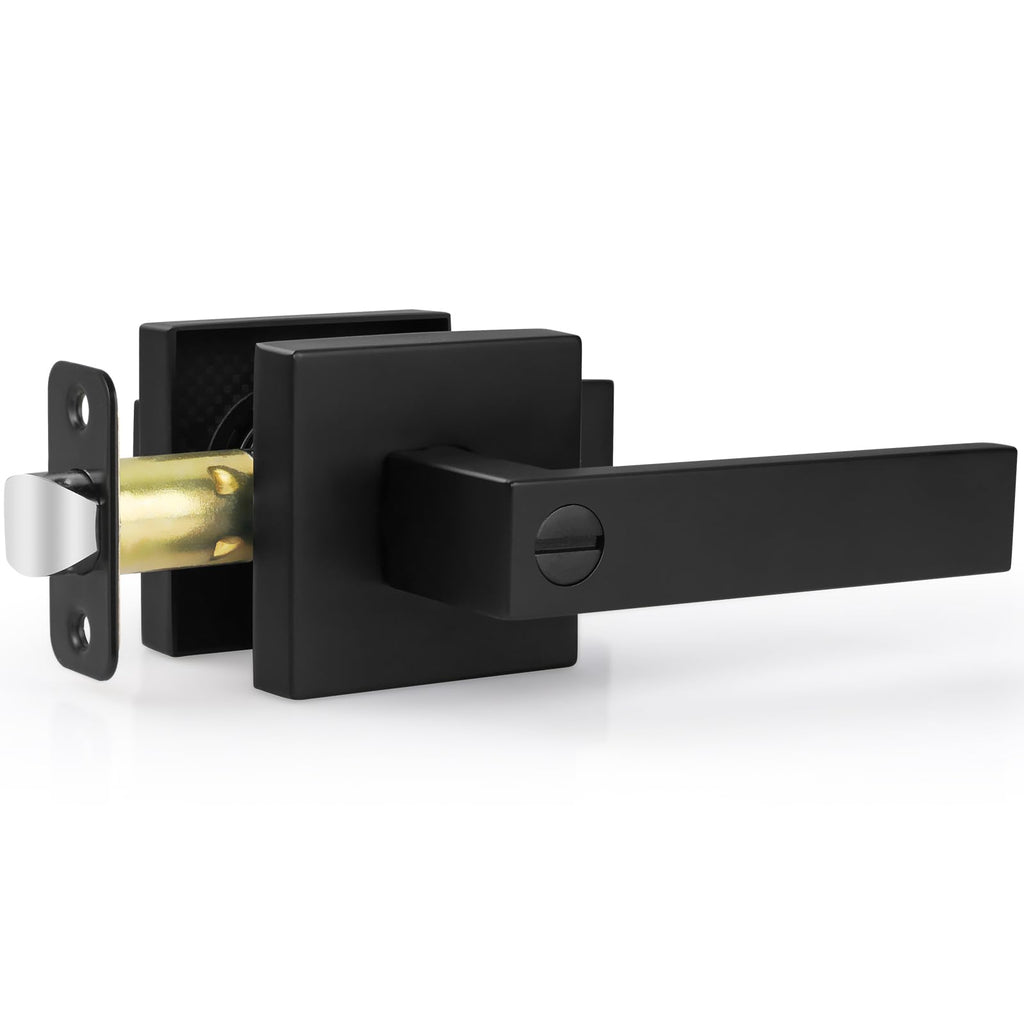 Estmoon 1 Pack Black Door Handle – Keyless Privacy Lever for Bedroom & Bathroom | Zinc Alloy