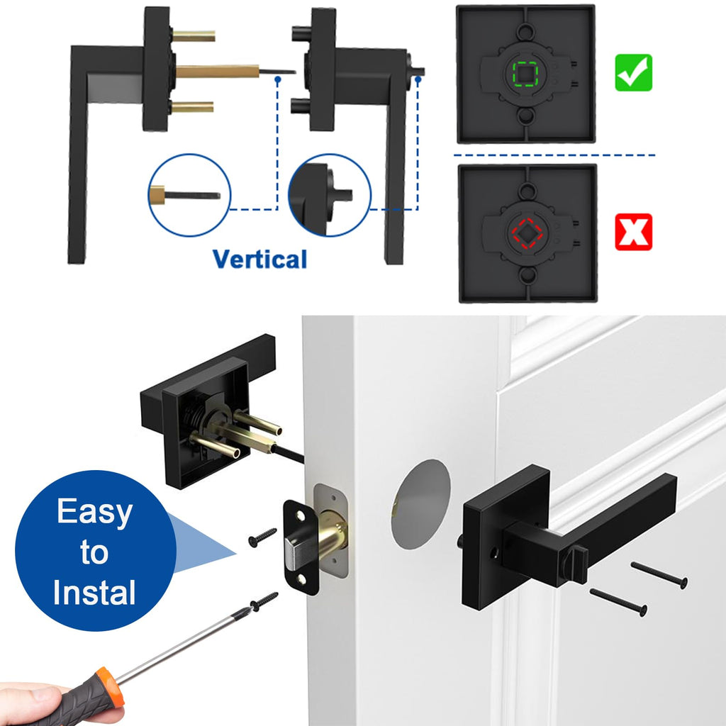 Estmoon 1 Pack Black Door Handle – Keyless Privacy Lever for Bedroom & Bathroom | Zinc Alloy