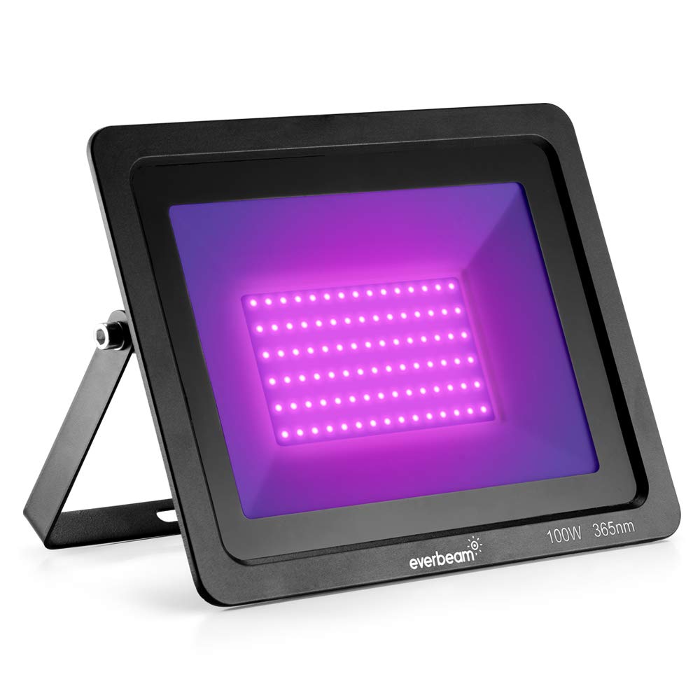 Everbeam 365nm 100W UV LED Black Light – IP66 Waterproof Ultraviolet Flood Light for Parties & Stage