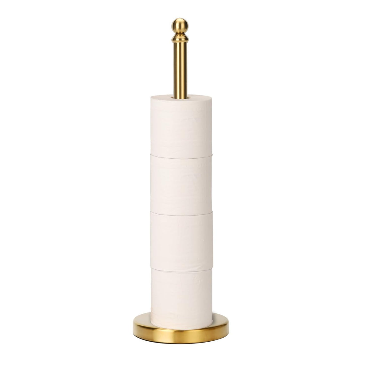 Exilon Brushed Gold Freestanding Toilet Paper Holder – Holds 5 Rolls