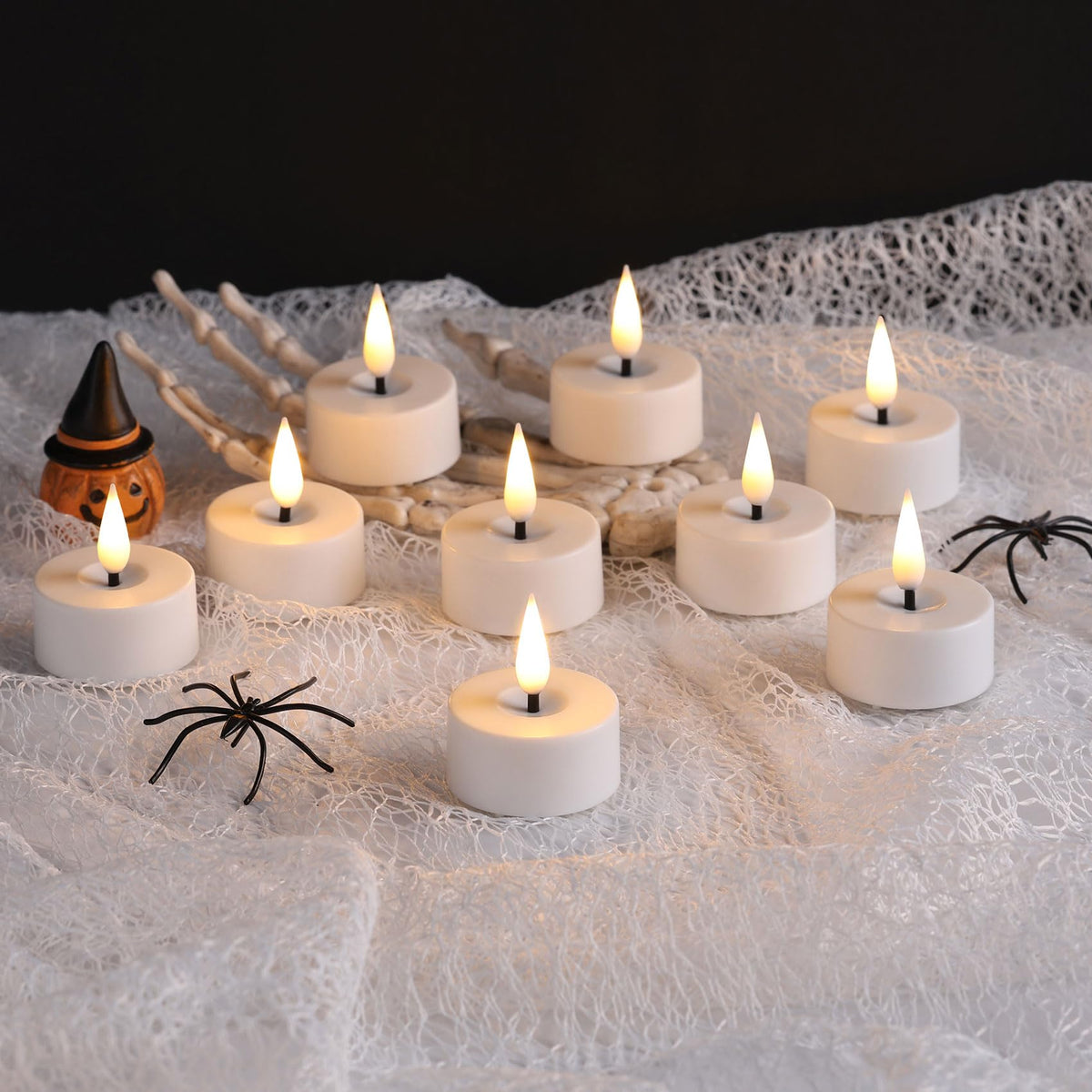 Eywamage White LED Tealights with Remote – 12-Pack Flicker Flameless Candles (Batteries Included)
