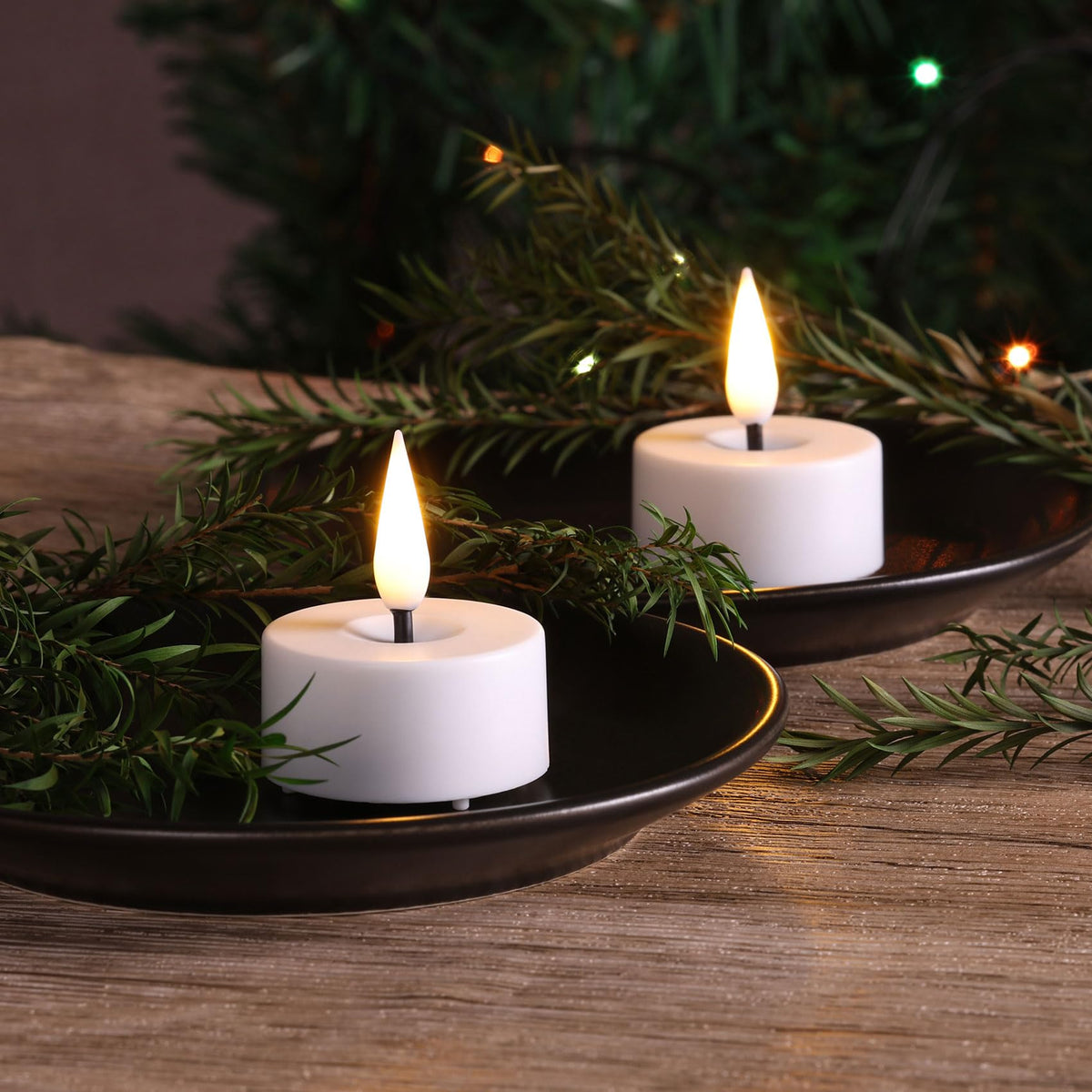 Eywamage White LED Tealights with Remote – 12-Pack Flicker Flameless Candles (Batteries Included)