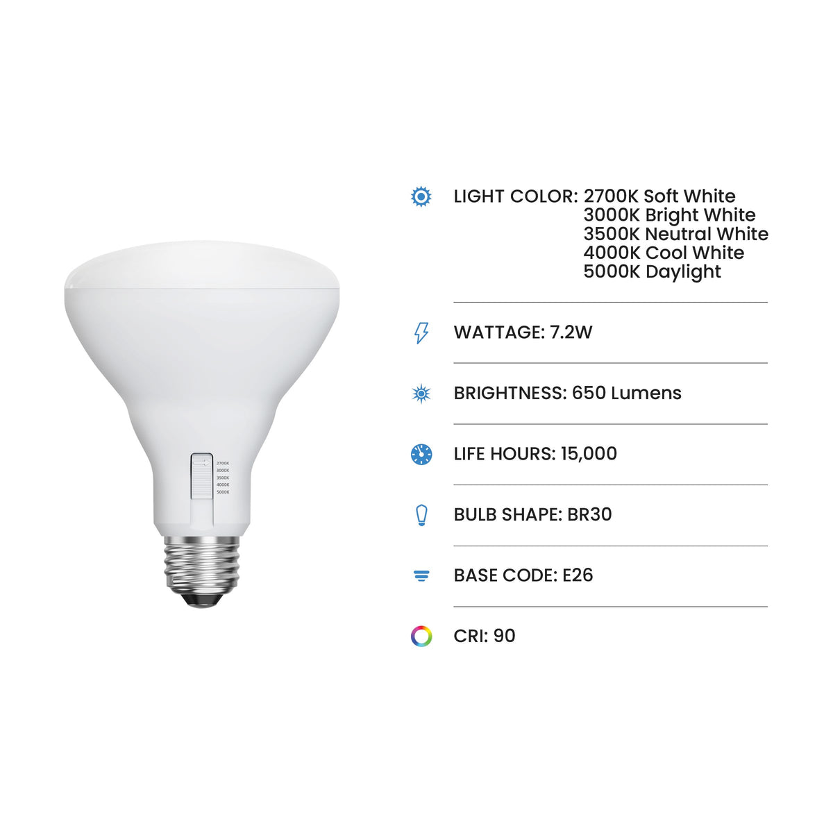 Feit Electric BR30 LED Flood Light Bulb – 65W Equivalent, Dimmable, 5CCT, 650 Lumens