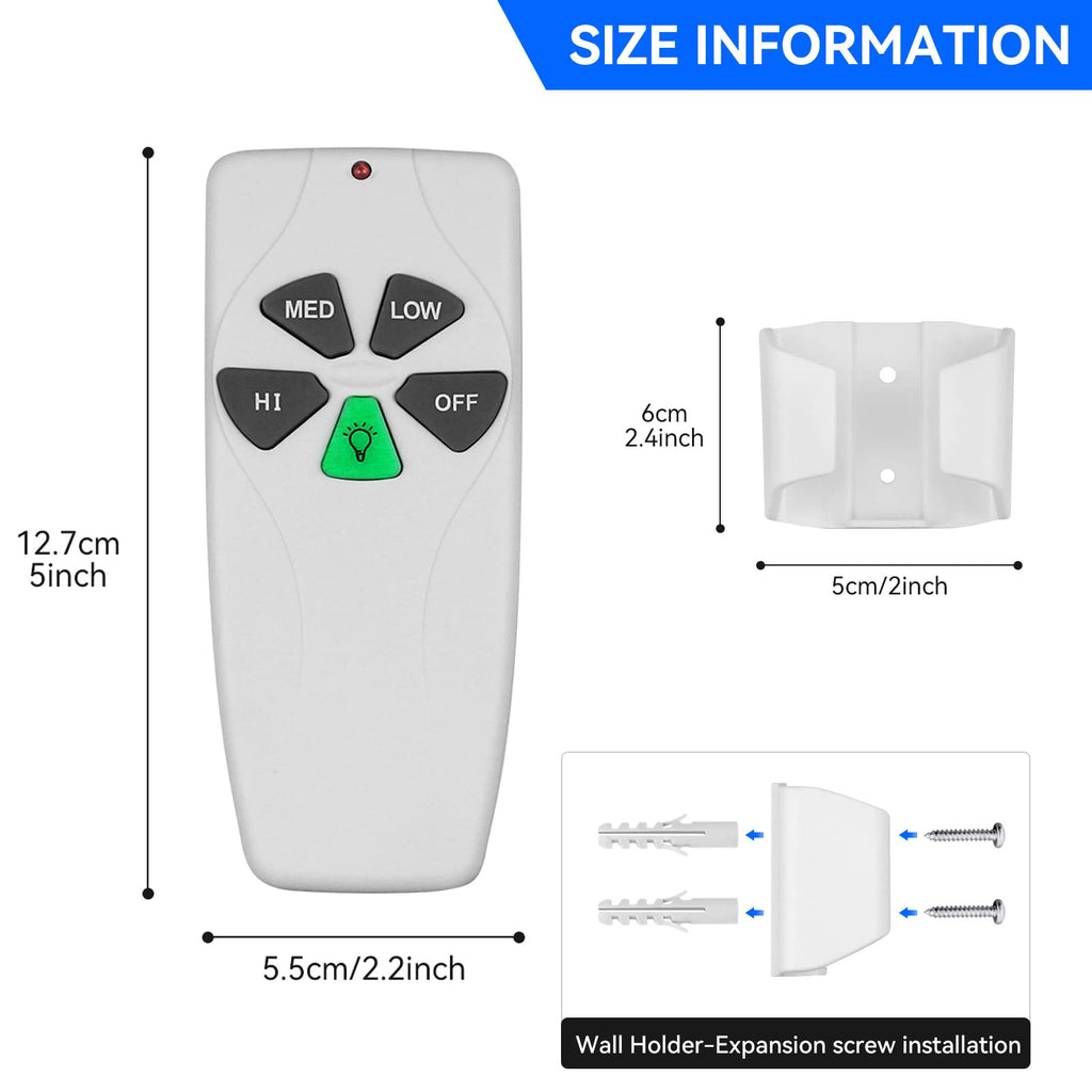 FEKOTS FAN53T Ceiling Fan Remote Replacement | Universal Remote for Harbor Breeze, Hampton Bay, Hunter, Honeywell, Westinghouse