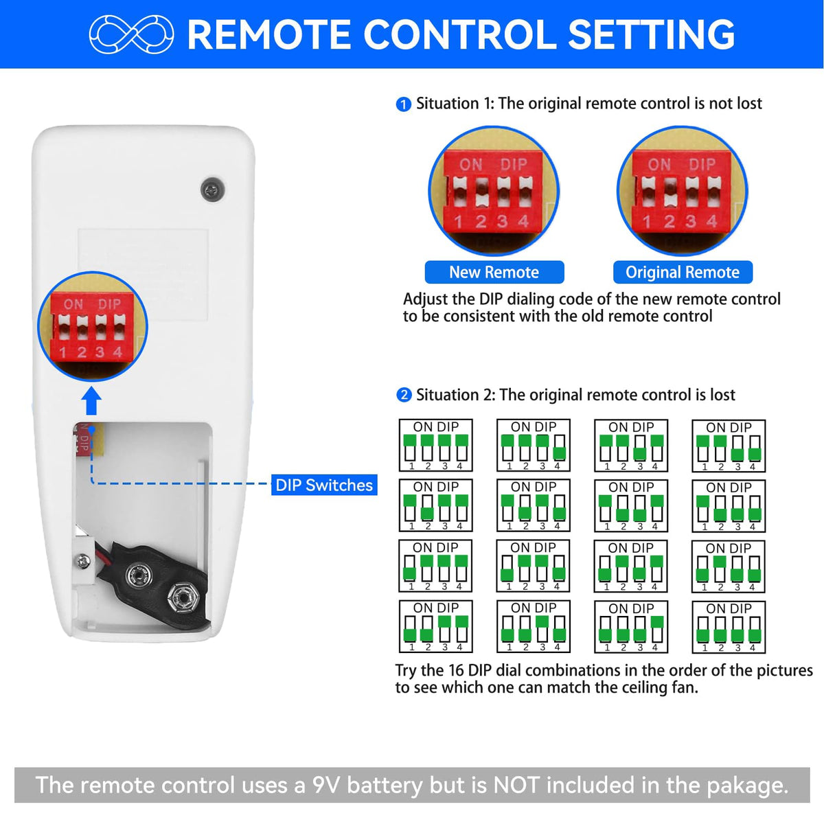 FEKOTS FAN53T Ceiling Fan Remote Replacement | Universal Remote for Harbor Breeze, Hampton Bay, Hunter, Honeywell, Westinghouse