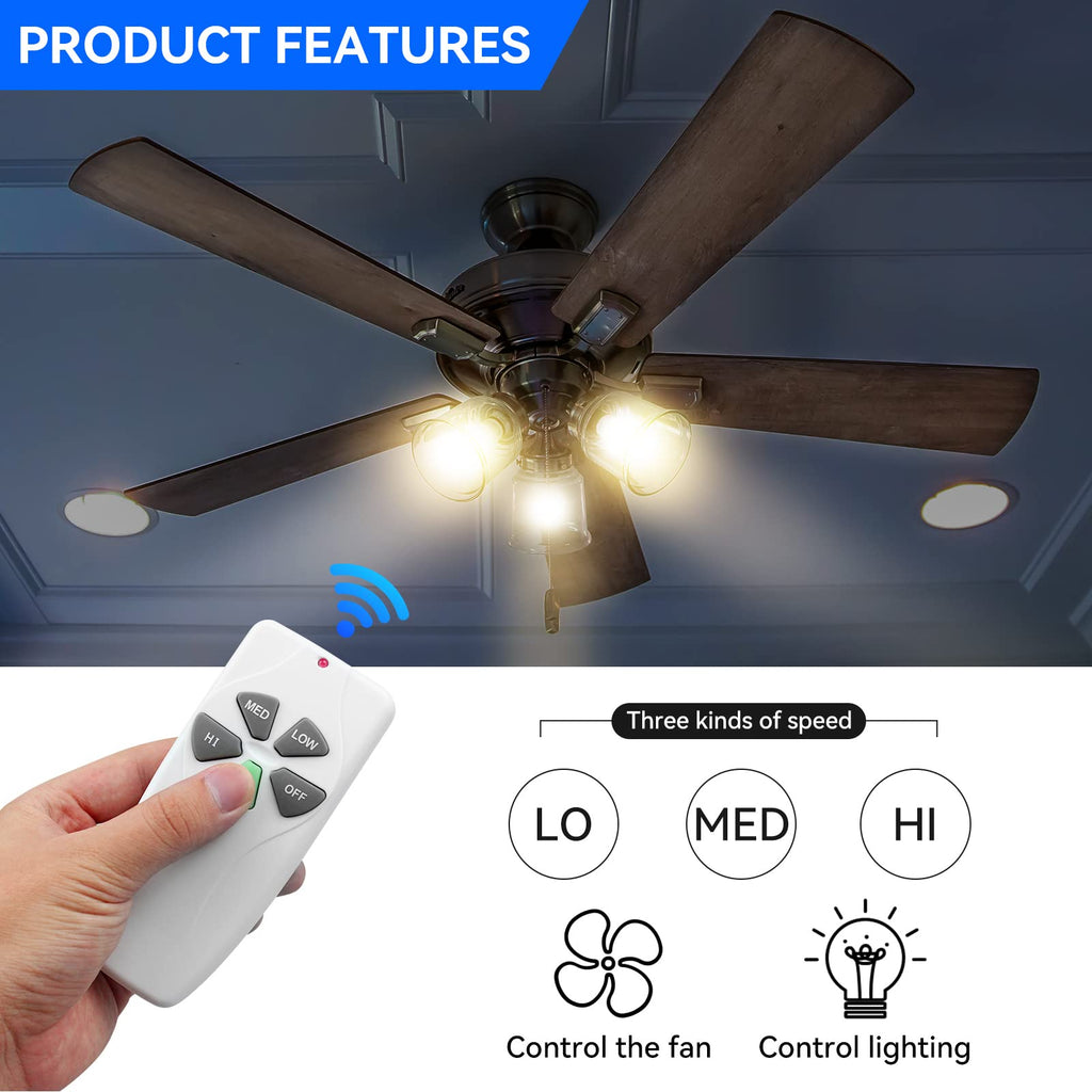 FEKOTS FAN53T Ceiling Fan Remote Replacement | Universal Remote for Harbor Breeze, Hampton Bay, Hunter, Honeywell, Westinghouse