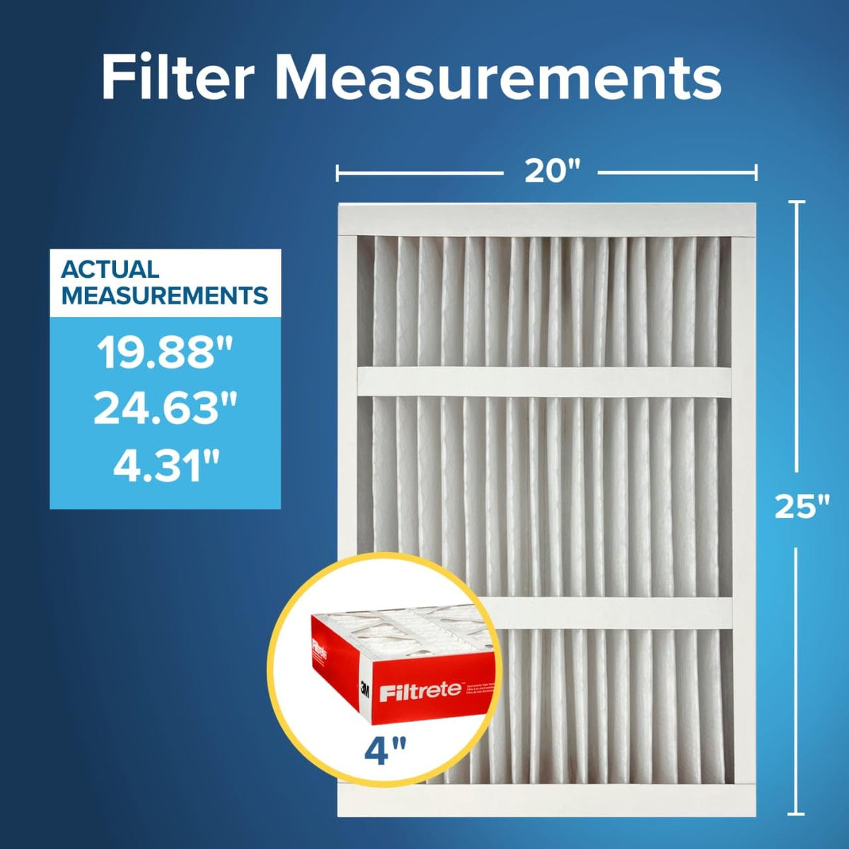 Filtrete 20x25x4 Air Filter MERV 11 | MPR 1000 Micro Allergen Defense 4-Pack | Fits Honeywell & Aprilaire