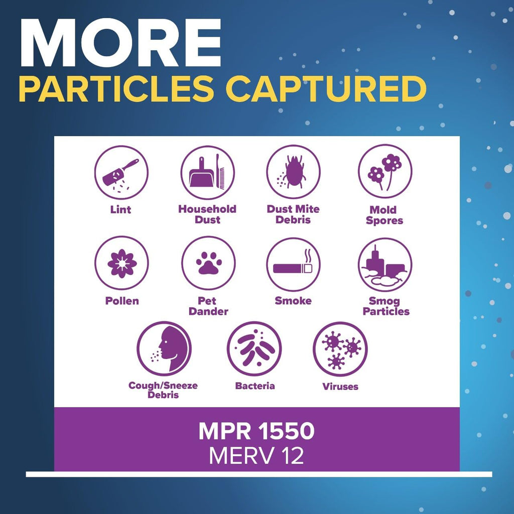 Filtrete 20x25x4 AC Furnace Filter - MPR 1550 / MERV 12 - Fits Honeywell & Aprilaire Space-Gard - 4-Pack
