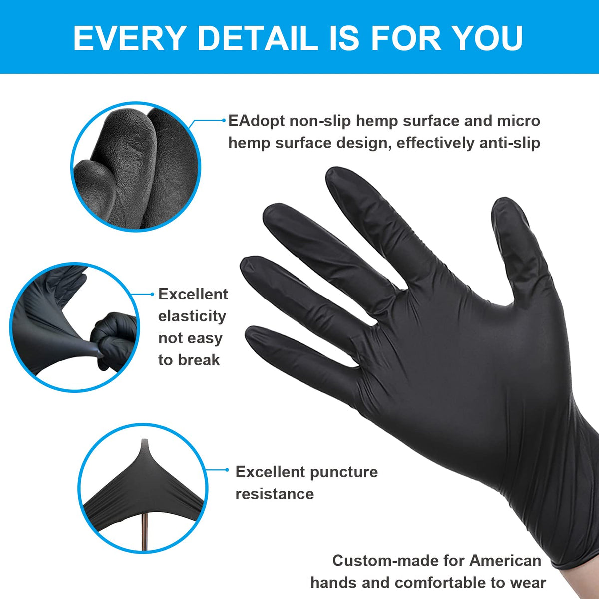 Finitex Black Nitrile Gloves - 6mil, Powder-Free, Latex-Free (Case 1000)