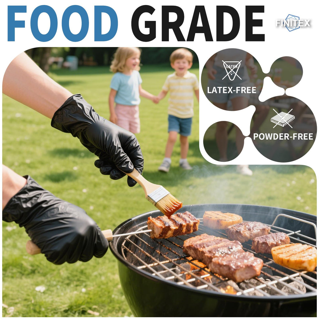 Finitex Black Nitrile Gloves - 6mil, Powder-Free, Latex-Free (Case 1000)