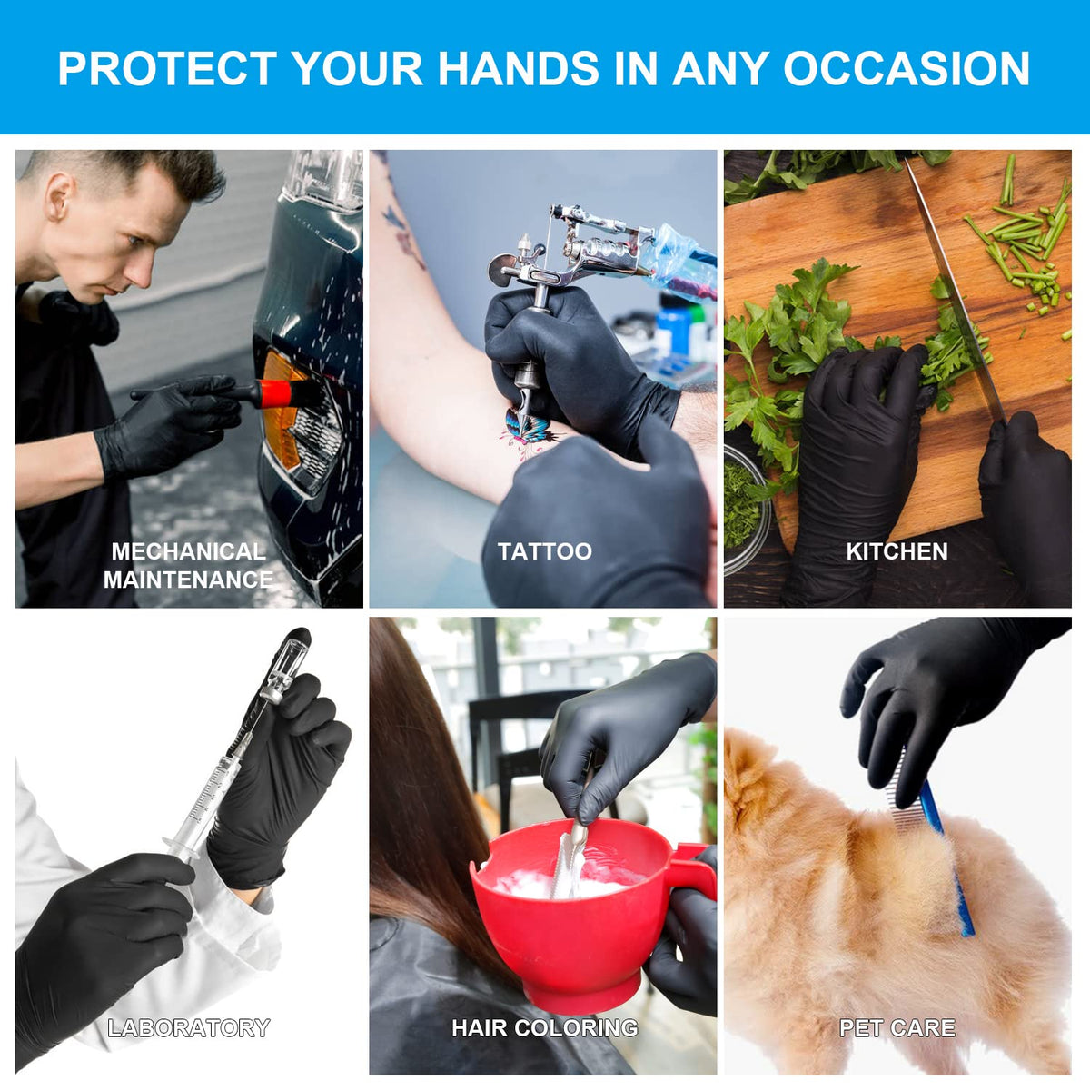 Finitex Black Nitrile Gloves - 6mil, Powder-Free, Latex-Free (Case 1000)