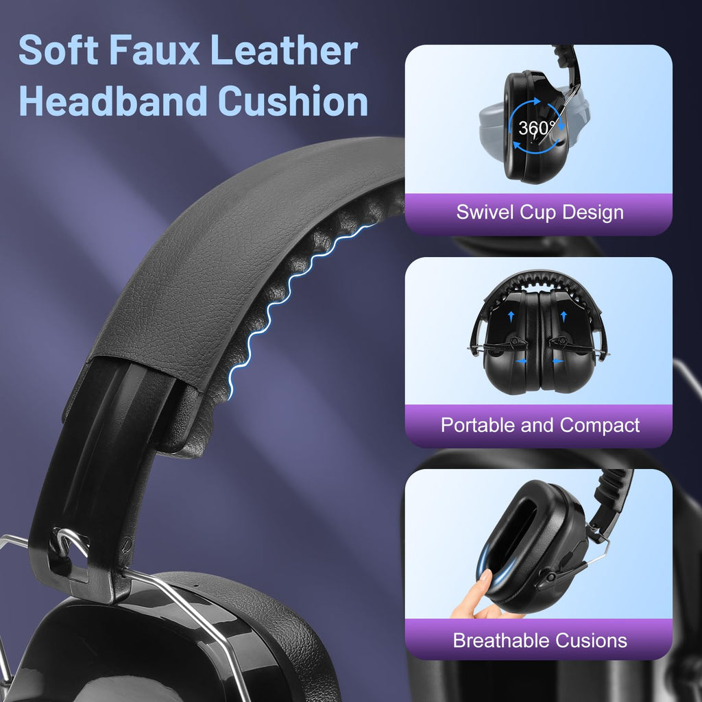 Floriogra 2-Pack 34dB Noise-Canceling Headphones for Shooting, Construction & Mowing