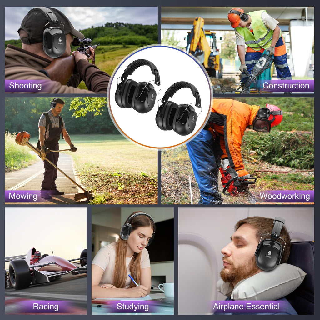 Floriogra 2-Pack 34dB Noise-Canceling Headphones for Shooting, Construction & Mowing