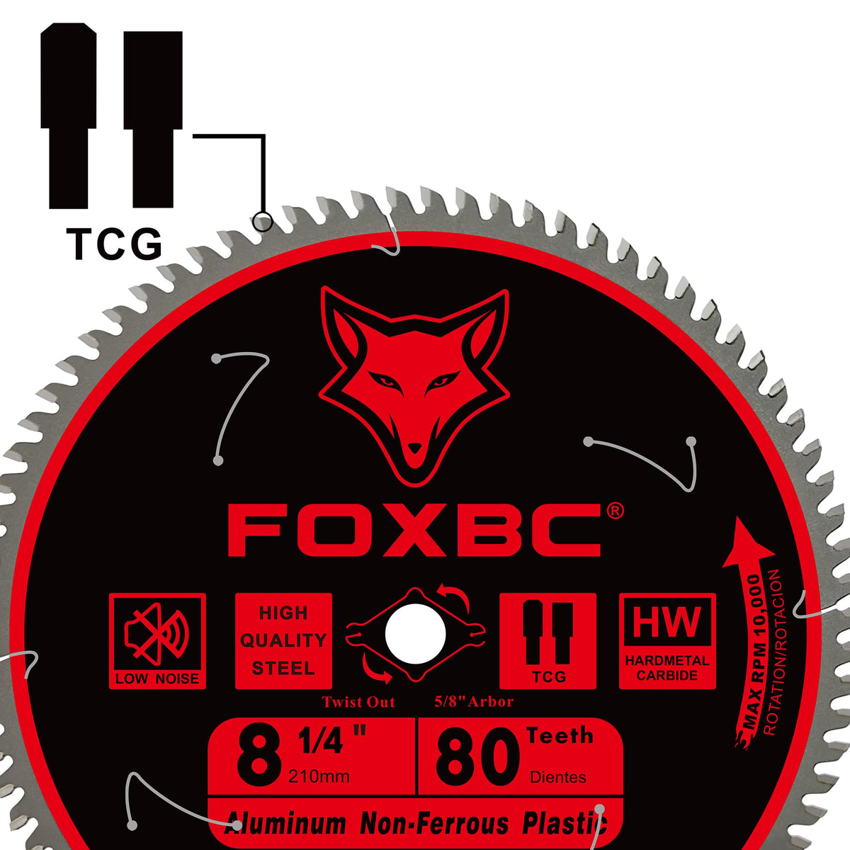 FOXBC 8-1/4 Inch Metal Cutting Table Saw Blade 80-Tooth TCG – 5/8-Inch Arbor