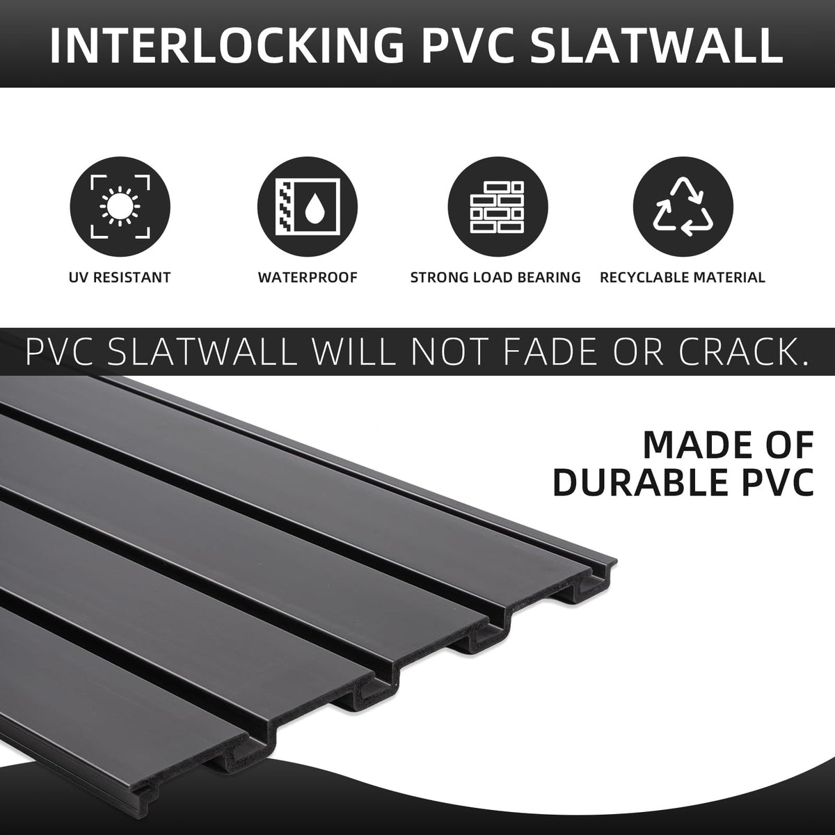 FRAYSCENT Slat Wall Paneling – 32 sq ft Garage Organizer (Black PVC)