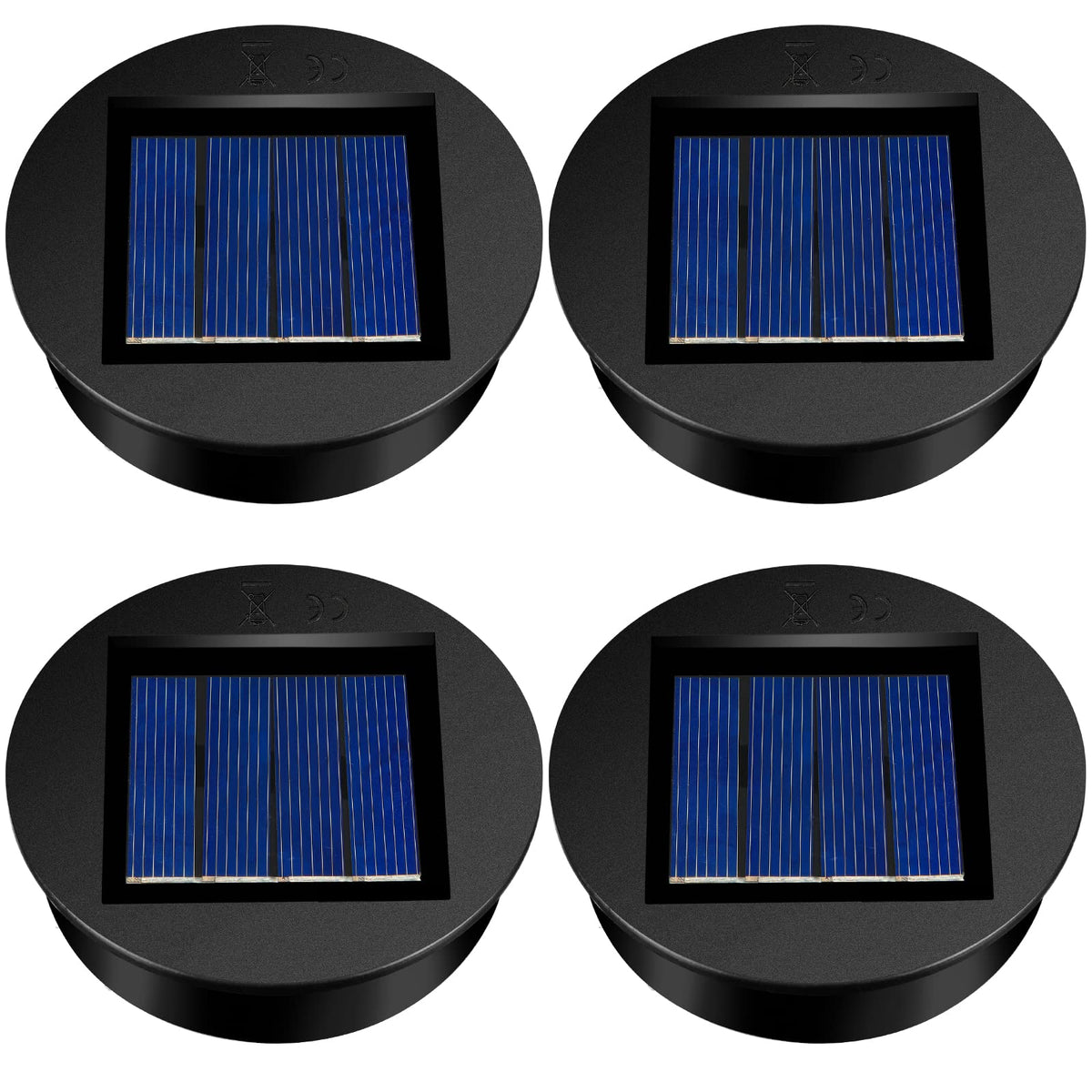 Frienda 4 Pieces Replacement Solar Light Tops for Outdoor Hanging Lanterns – Round Waterproof, Warm Light, 3.15 Inch Diameter