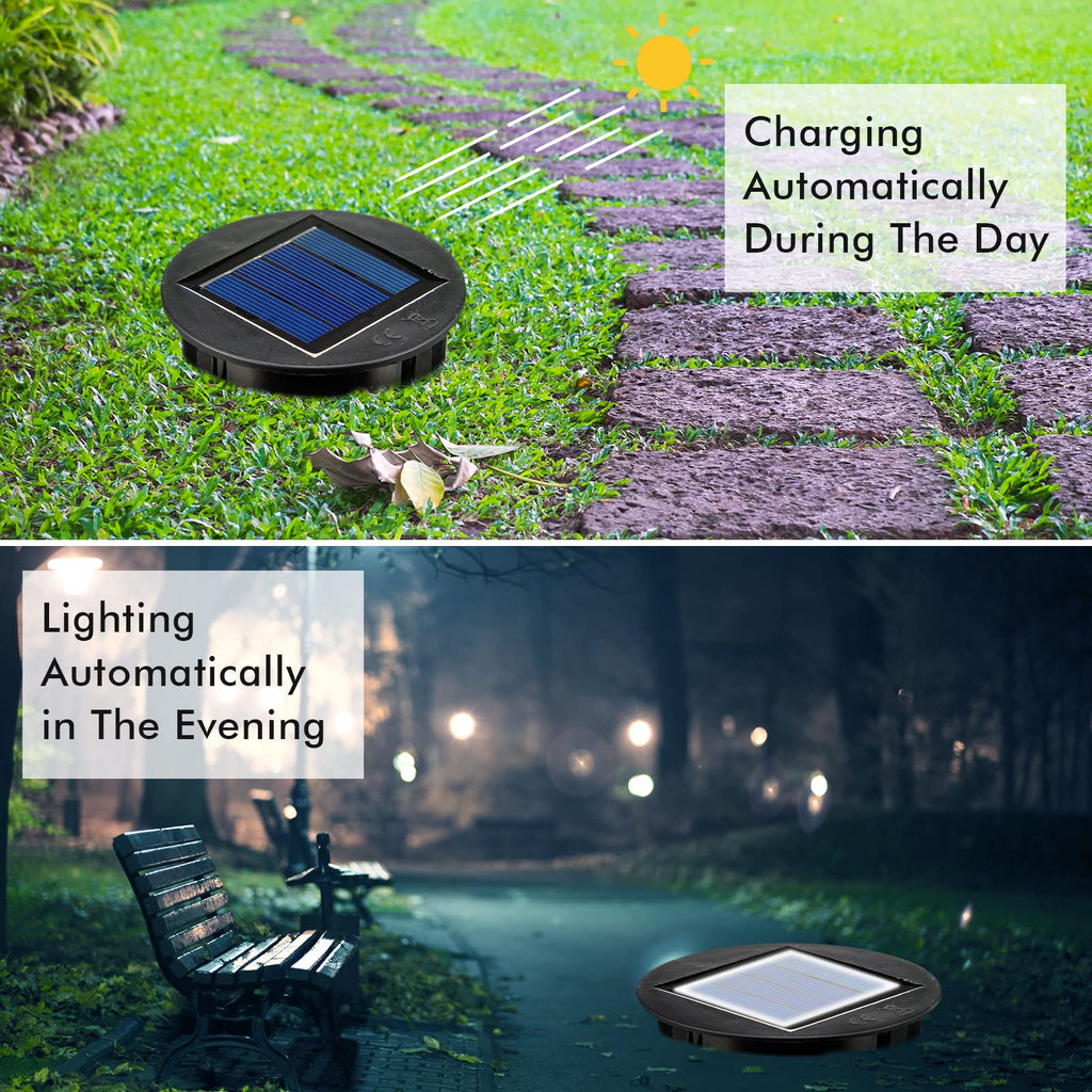 Frienda 4 Pieces Replacement Solar Light Tops for Outdoor Hanging Lanterns – Round Waterproof, Warm Light, 3.15 Inch Diameter