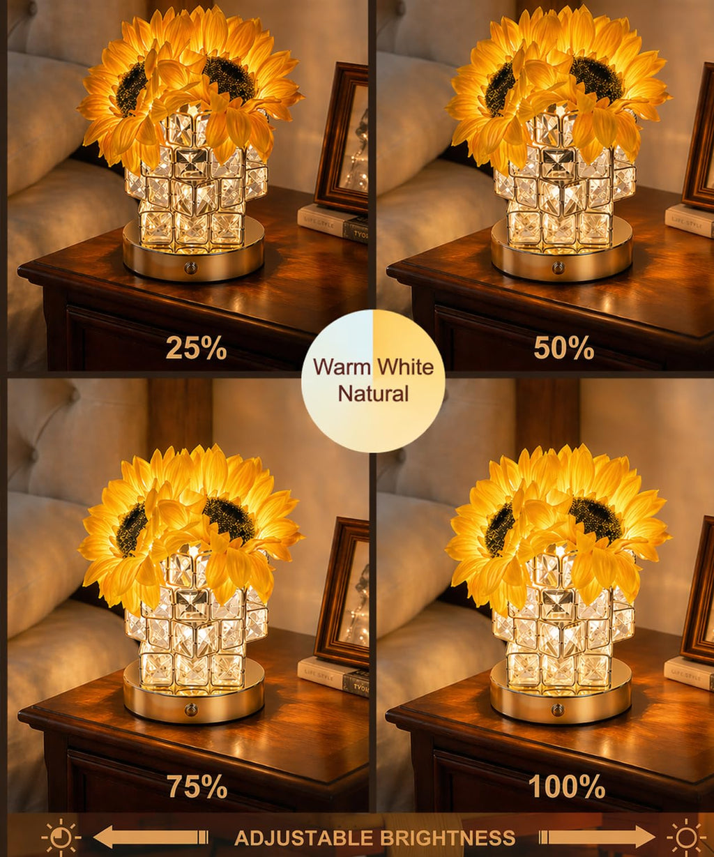 Fussion Sunflower Lamp - Cordless Night Light with 3 Color Temperatures