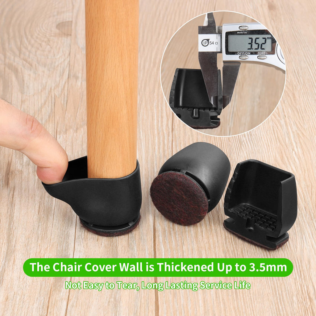 GAGUIUP 16PCS Extra Small Chair Leg Floor Protectors - Round Felt Pads for Hardwood Floors, Black, 0.55"-0.75"