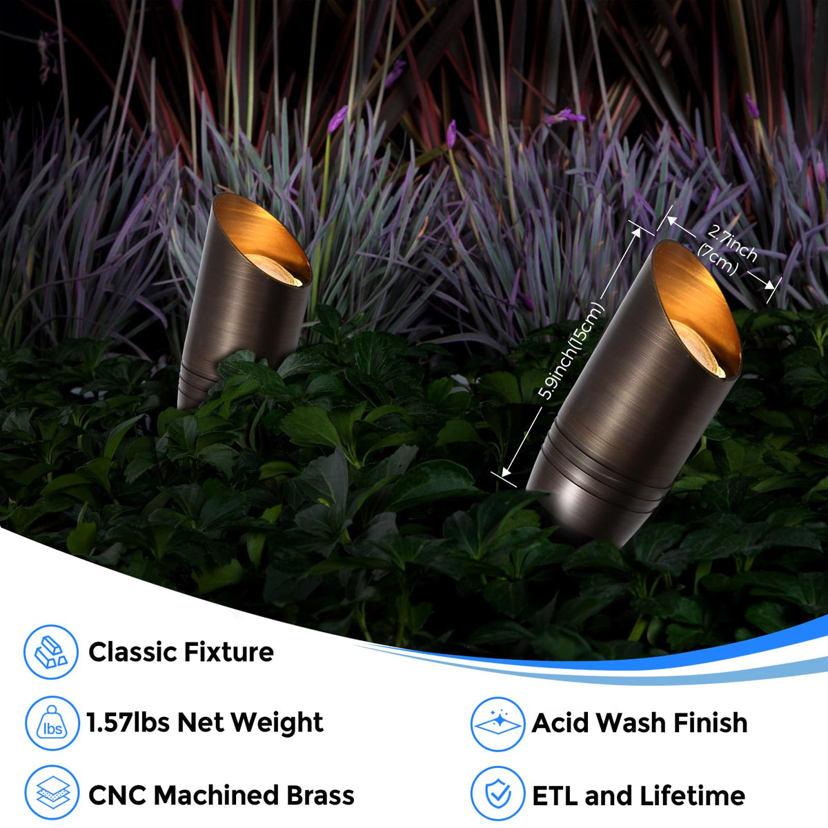 Gardencoin Solid Brass Outdoor Landscape Spotlights (4-Pack) – 12V Bronze Uplights