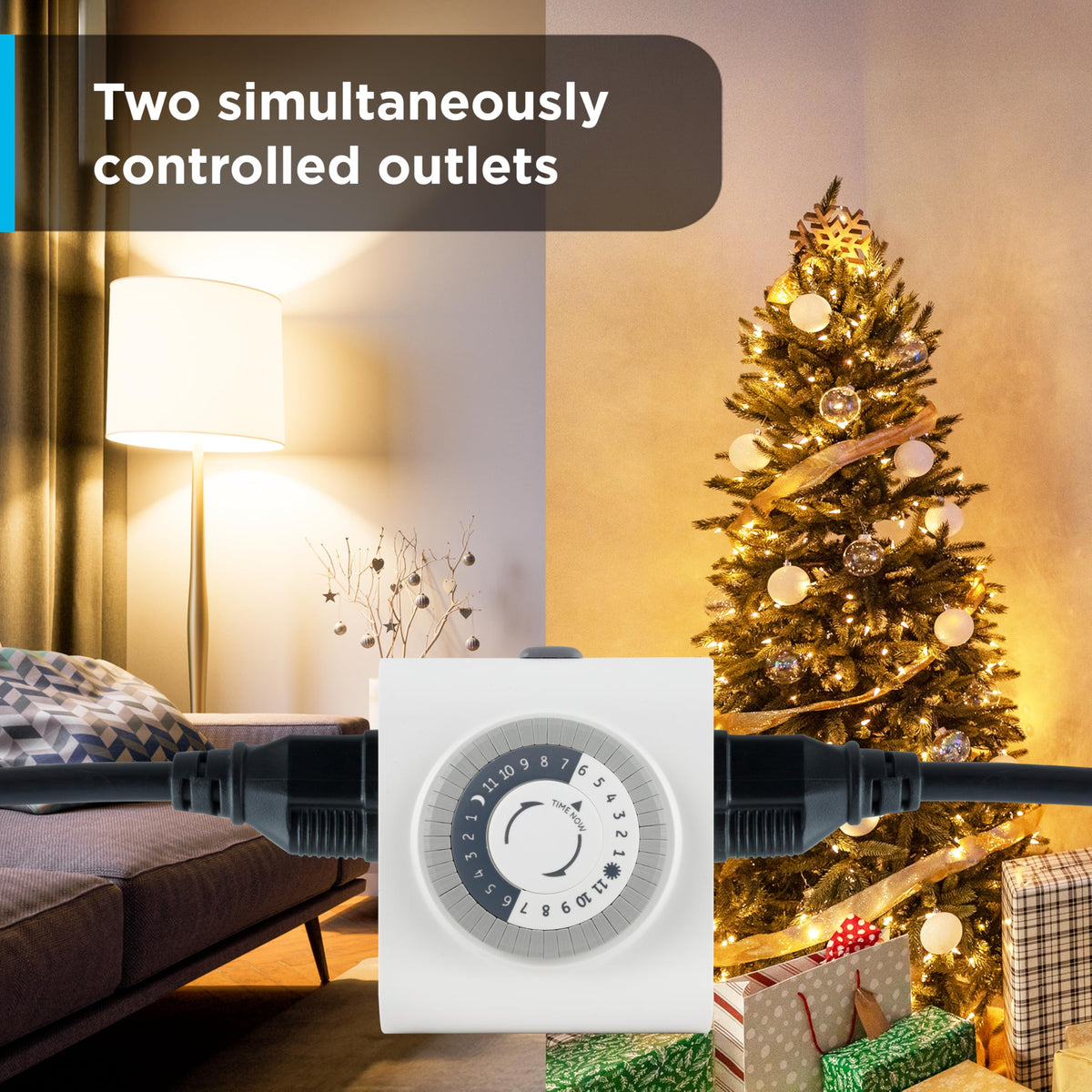 GE 24-Hour Mechanical Outlet Timer Switch – Dual Grounded Outlets (2 Pack) 46211