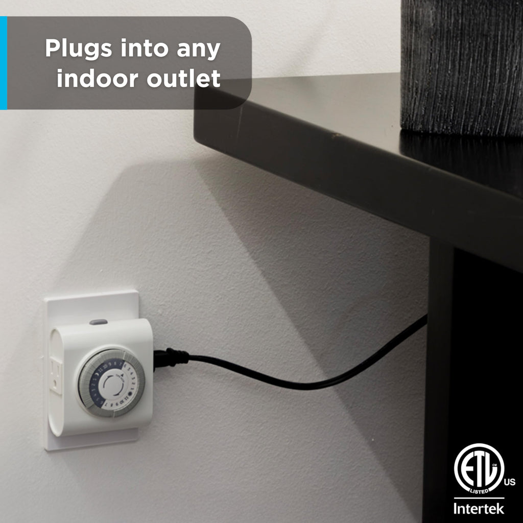 GE 24-Hour Mechanical Outlet Timer Switch – Dual Grounded Outlets (2 Pack) 46211