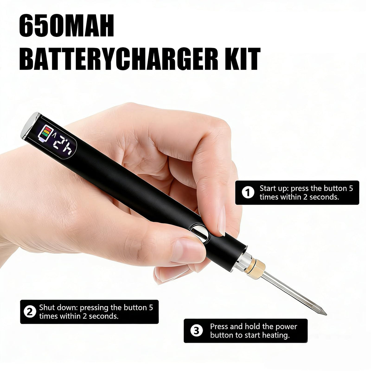 Generic 510 Threaded Battery Cart Pen – USB-C Soldering Iron, 200–450°C