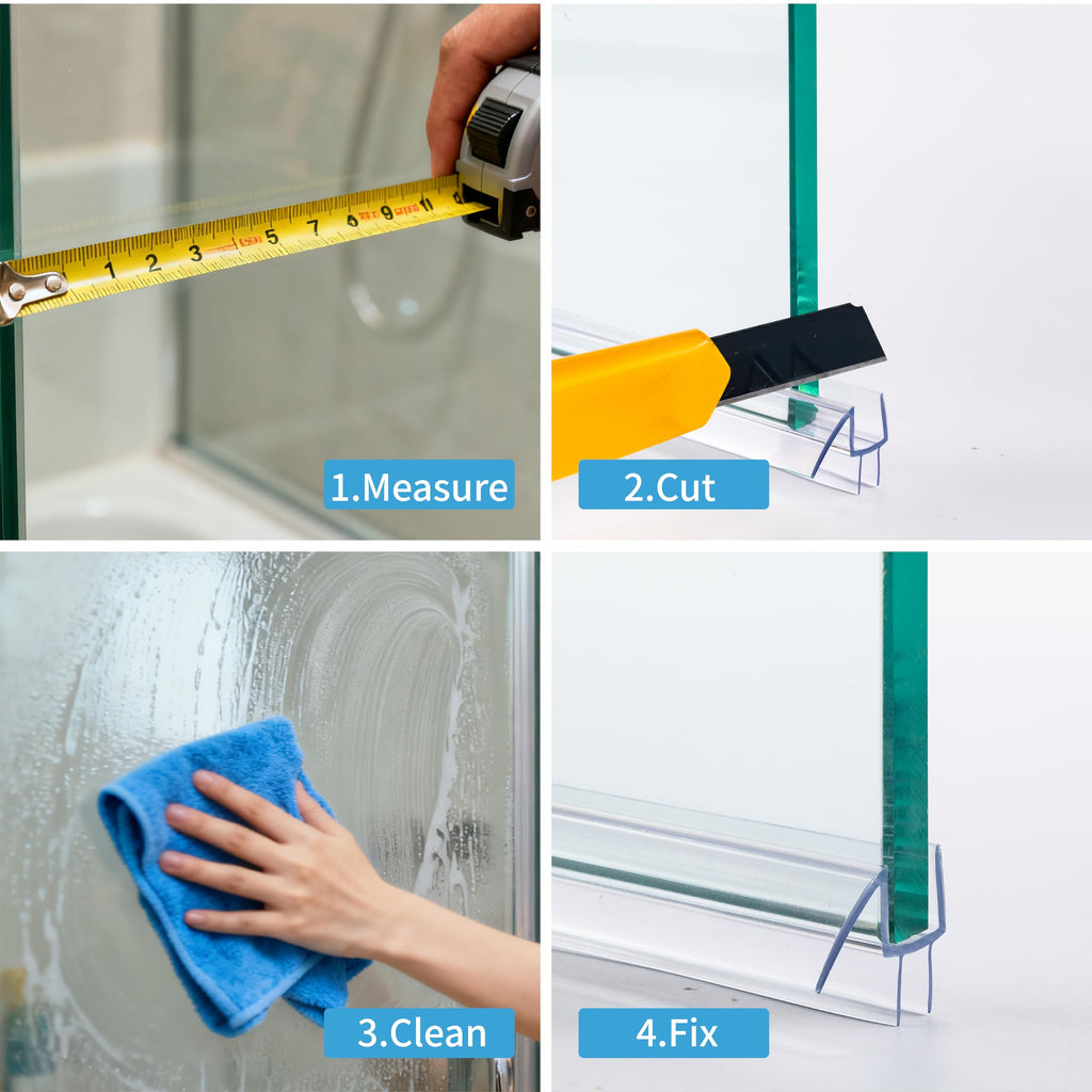 GENNHOPO 2-Pack Shower Door Bottom Seal 3/8\" x 36\" | Polycarbonate Frameless Glass Seal Strip