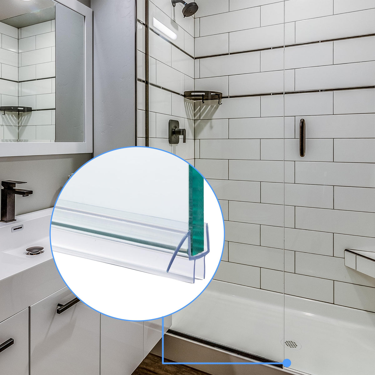 GENNHOPO 2-Pack Shower Door Bottom Seal 3/8\" x 36\" | Polycarbonate Frameless Glass Seal Strip