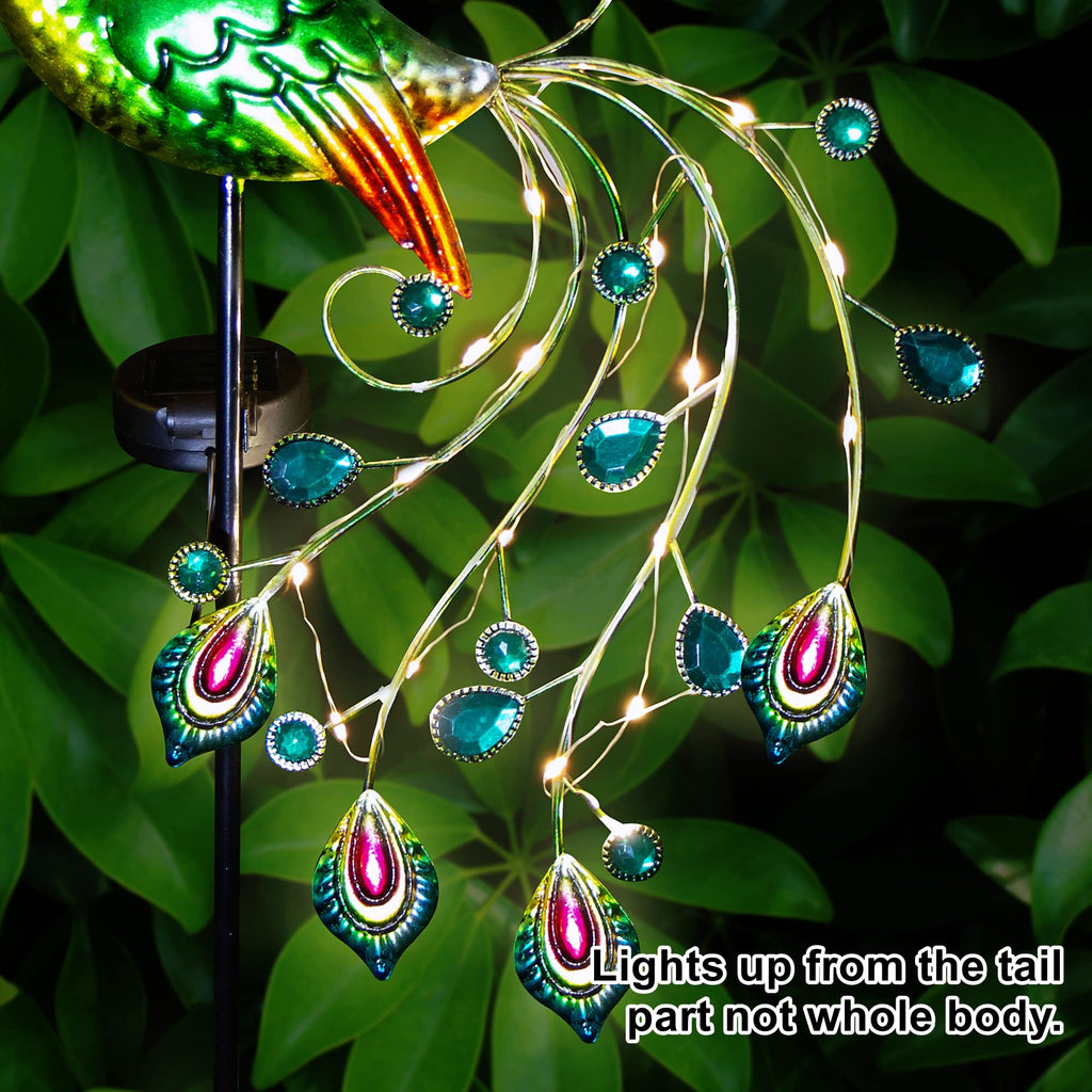 Glintoper Solar Garden Lights - 39-Inch Metal Peacock Stake | Waterproof Yard Decor & Mother's Day Gift