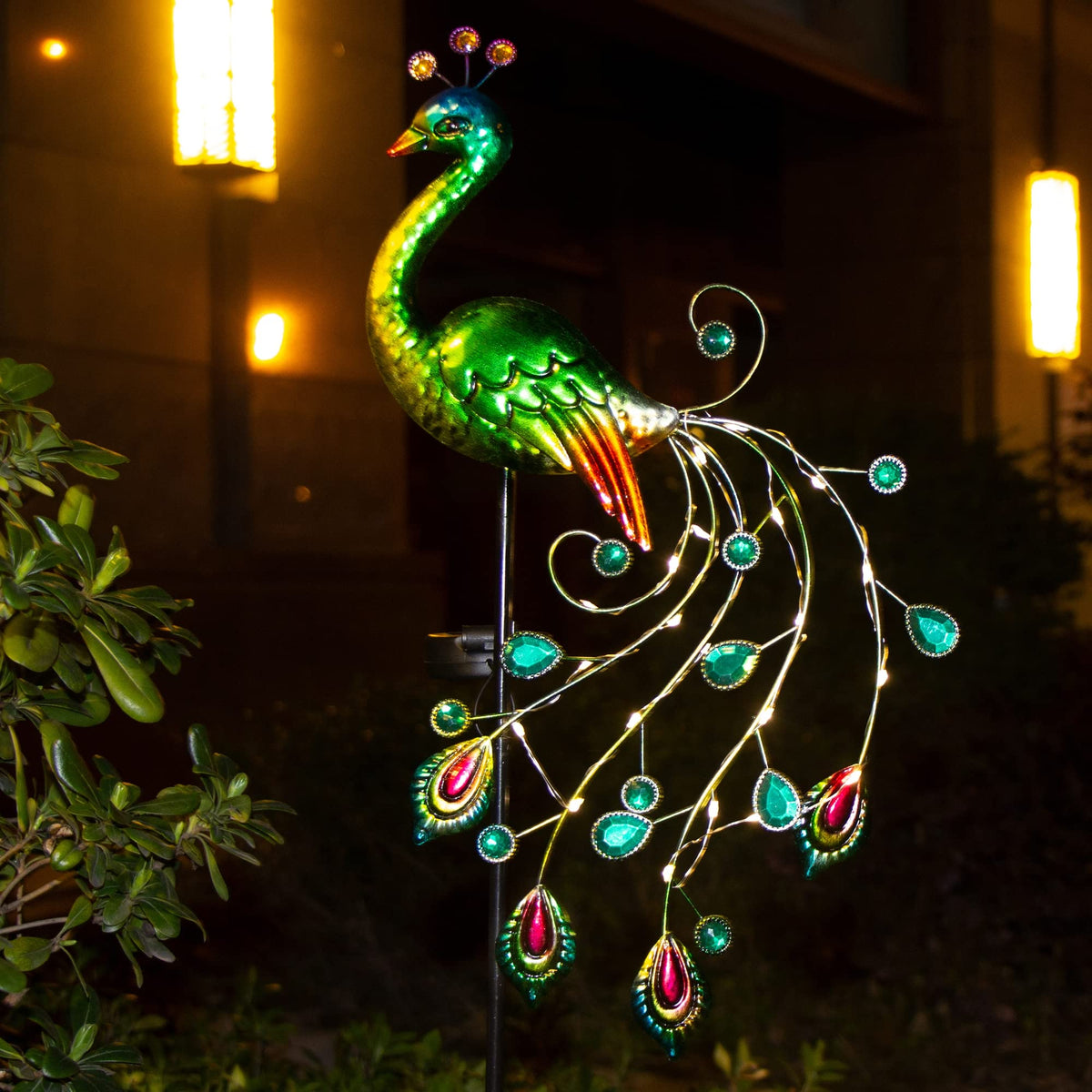 Glintoper Solar Garden Lights - 39-Inch Metal Peacock Stake | Waterproof Yard Decor & Mother's Day Gift