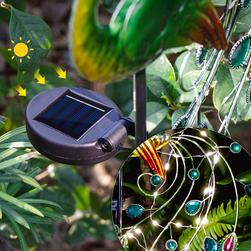 Glintoper Solar Garden Lights - 39-Inch Metal Peacock Stake | Waterproof Yard Decor & Mother's Day Gift