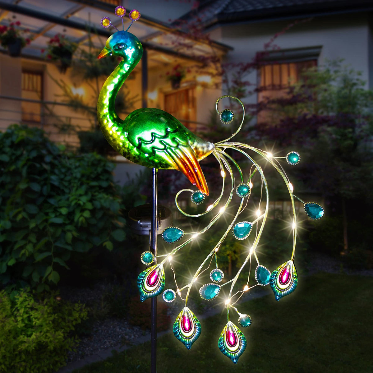 Glintoper Solar Garden Lights - 39-Inch Metal Peacock Stake | Waterproof Yard Decor & Mother's Day Gift