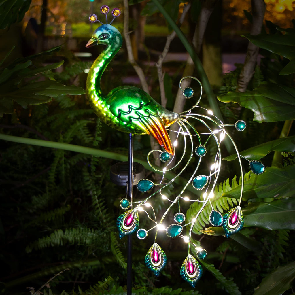 Glintoper Solar Garden Lights - 39-Inch Metal Peacock Stake | Waterproof Yard Decor & Mother's Day Gift