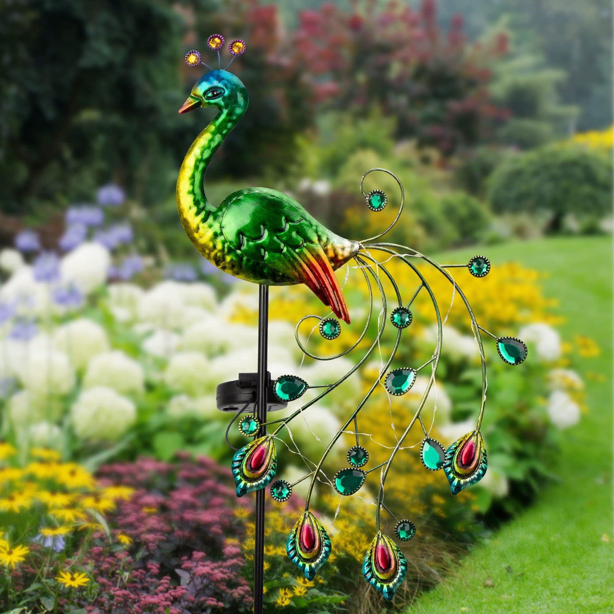 Glintoper Solar Garden Lights - 39-Inch Metal Peacock Stake | Waterproof Yard Decor & Mother's Day Gift