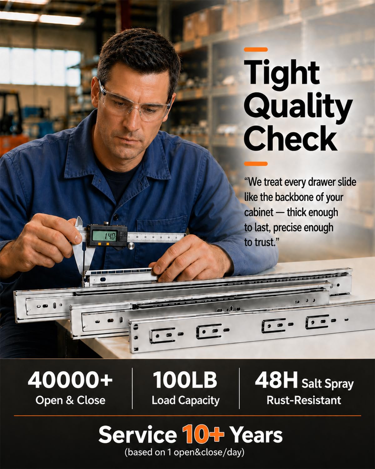 Gobrico 16-In Drawer Slides – Soft-Close, Full-Extension, Side-M Mount (1 Pair) | 78 lb Capacity
