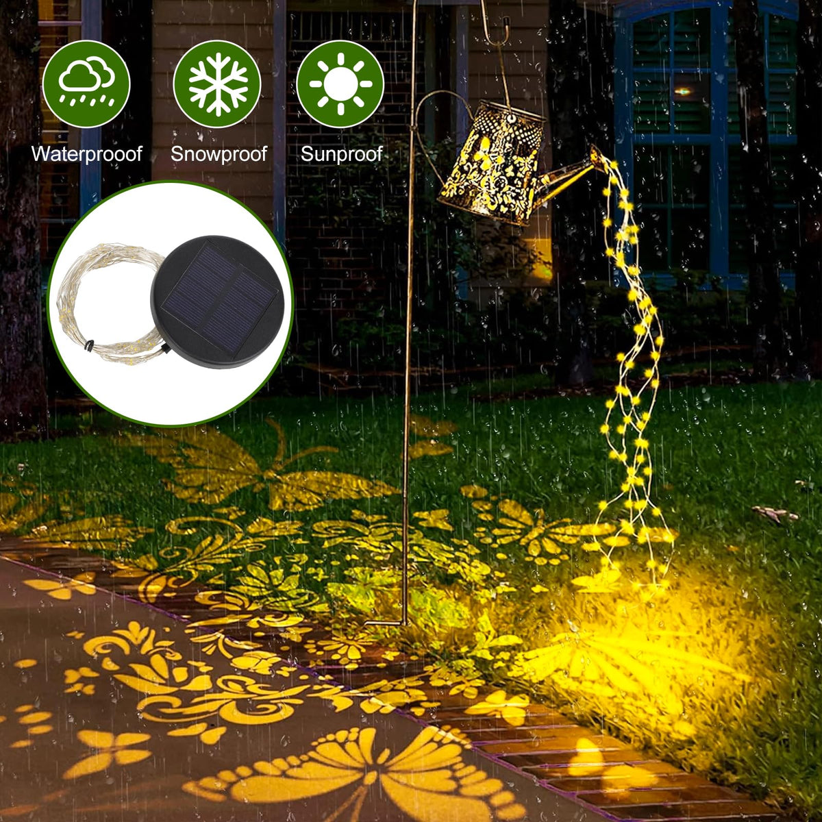 GOESWELL Watering Can Lights Replacement Tops – 4 Pack, 135 LEDs, 80cm, 9-Branch, Fits 2.36–2.83 in Bottles