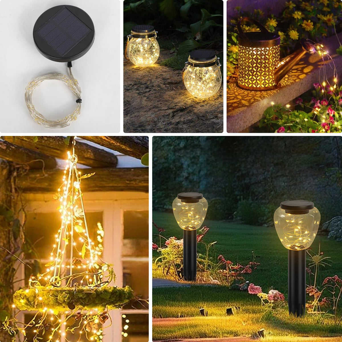 GOESWELL Watering Can Lights Replacement Tops – 4 Pack, 135 LEDs, 80cm, 9-Branch, Fits 2.36–2.83 in Bottles
