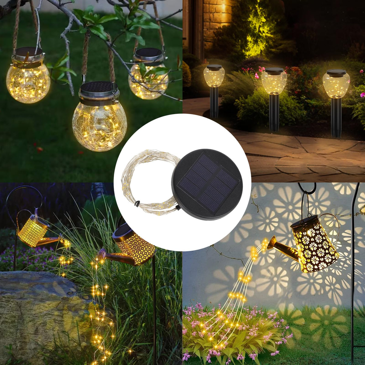 GOESWELL Watering Can Lights Replacement Tops – 4 Pack, 135 LEDs, 80cm, 9-Branch, Fits 2.36–2.83 in Bottles