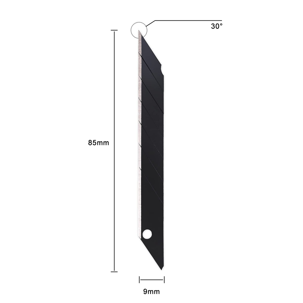 Gomake 9mm Utility Knife Replacement Blades – 100 Pcs Black Carbon Steel, 30° Snap-Off Edge