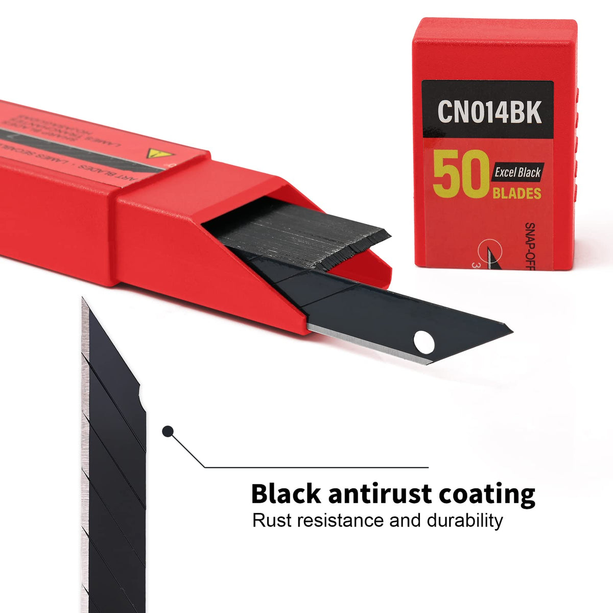 Gomake 9mm Utility Knife Replacement Blades – 100 Pcs Black Carbon Steel, 30° Snap-Off Edge