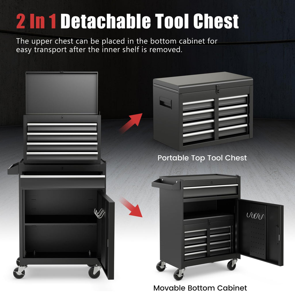 Goplus 5-Drawer Tool Chest with Detachable Top Toolbox