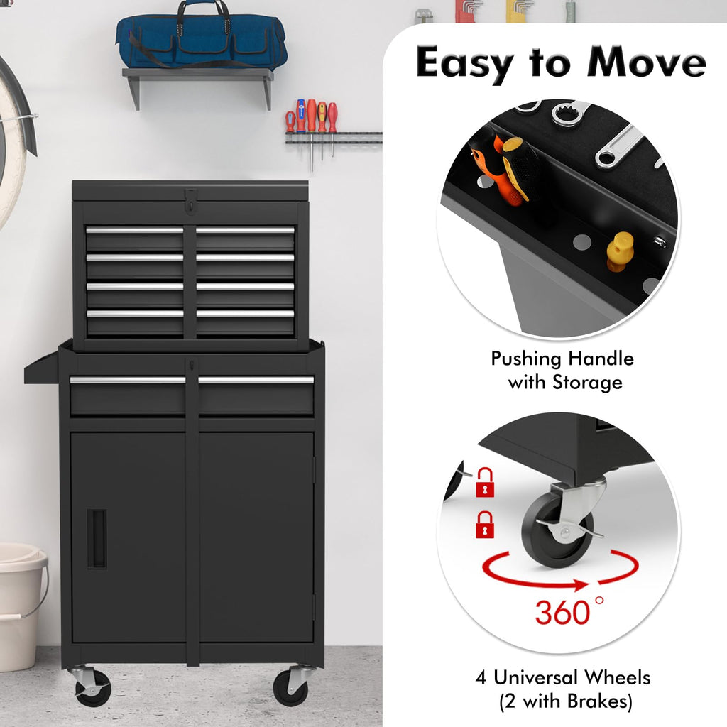 Goplus 5-Drawer Tool Chest with Detachable Top Toolbox