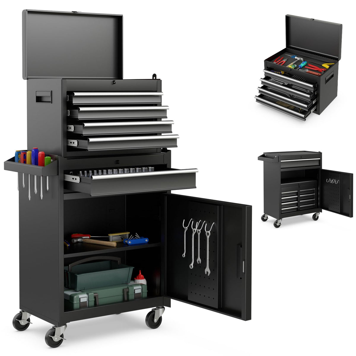 Goplus 5-Drawer Tool Chest with Detachable Top Toolbox