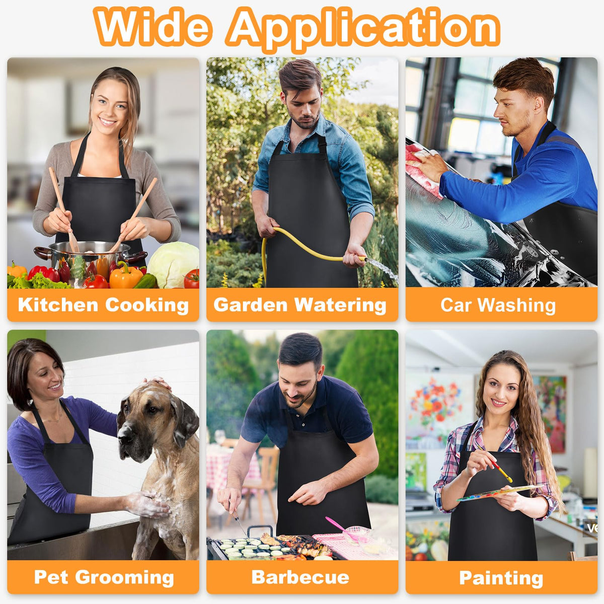Gotega 4 Pack Waterproof PVC Apron Set – Adjustable Neck, Heavy Duty Dishwashing & Kitchen Aprons