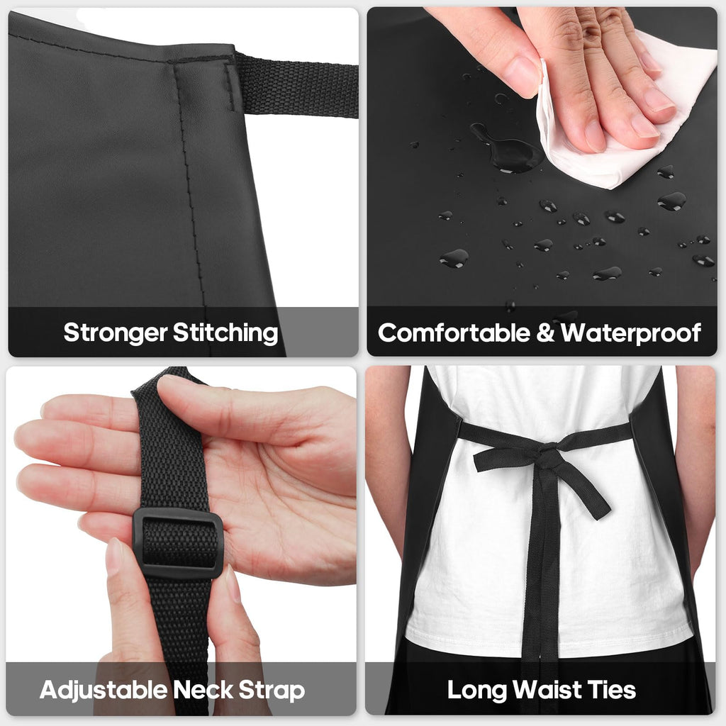Gotega 4 Pack Waterproof PVC Apron Set – Adjustable Neck, Heavy Duty Dishwashing & Kitchen Aprons