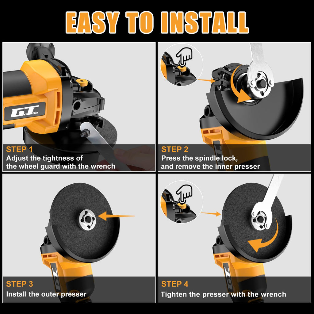 GOTUU Cordless Angle Grinder for DEWALT 20V MAX Battery – 4-1/2in Brushless Cut Off Tool, Safe Paddle Switch, 3-Speed