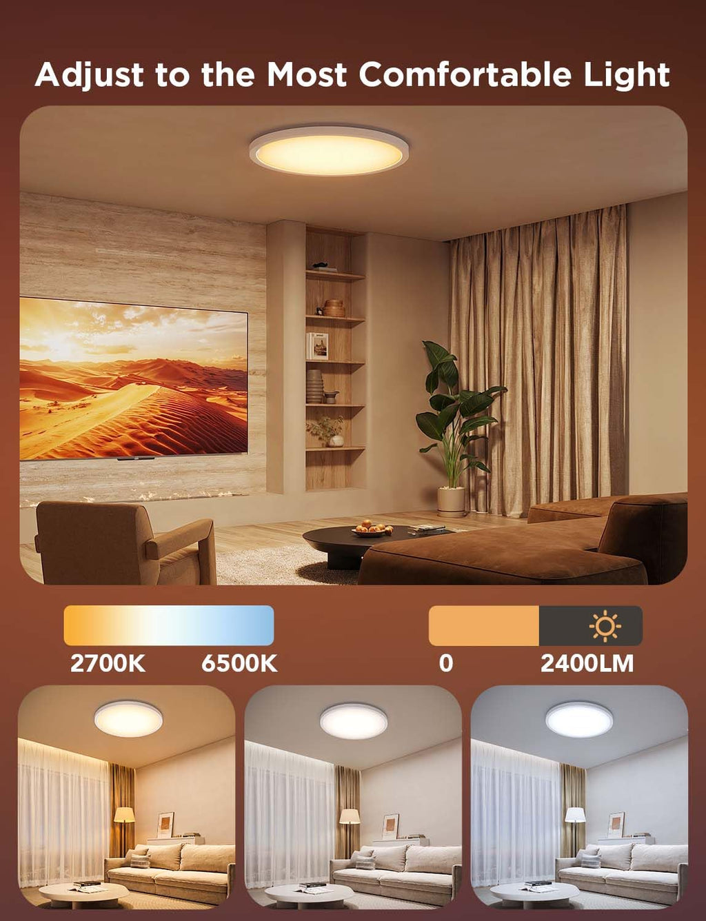 Govee Smart Ceiling Light 12-Inch RGBIC LED Fixture – 2400LM, Alexa Compatible, 2200K-6500K (2-Pack)