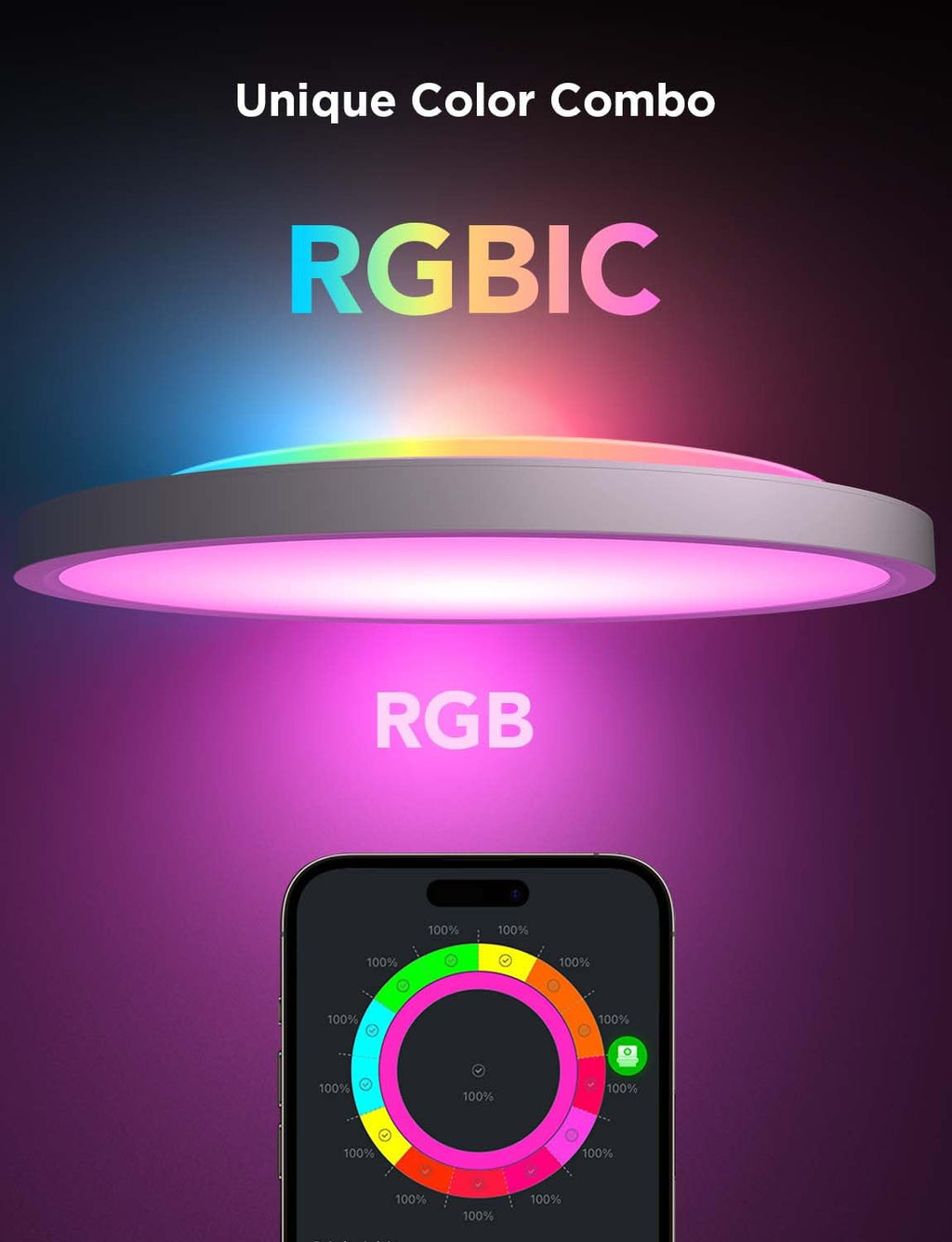 Govee Smart Ceiling Light 12-Inch RGBIC LED Fixture – 2400LM, Alexa Compatible, 2200K-6500K (2-Pack)