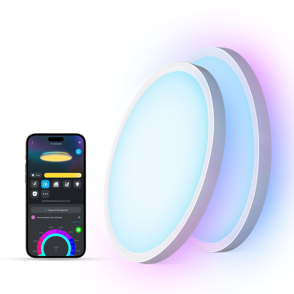 Govee Smart Ceiling Light 12-Inch RGBIC LED Fixture – 2400LM, Alexa Compatible, 2200K-6500K (2-Pack)